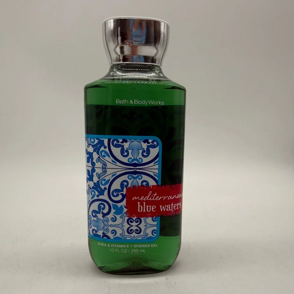 Bath & Body Works Shower Gel Mediterranean Blue Waters 10oz Green Bottle New